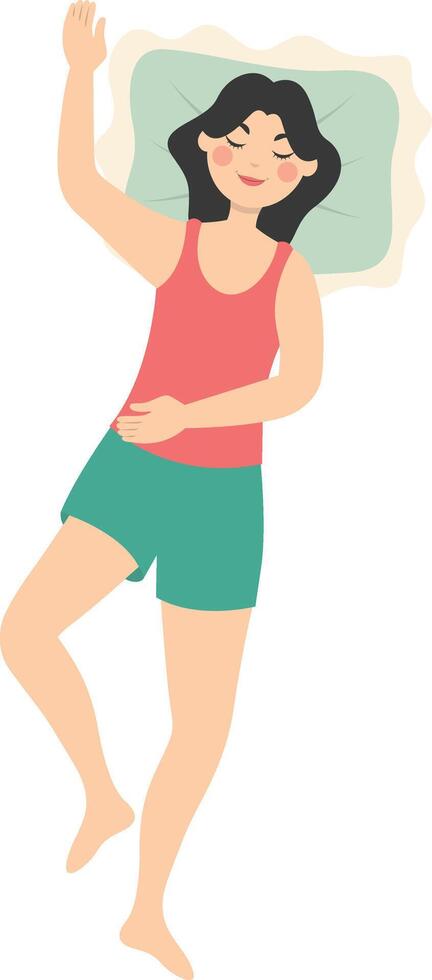 Woman Sleeping Position Illustration Isolated on White Background. vector