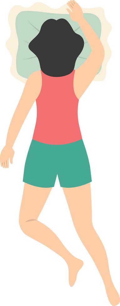Woman Sleeping Position Illustration. Character in Cartoon Design. vector