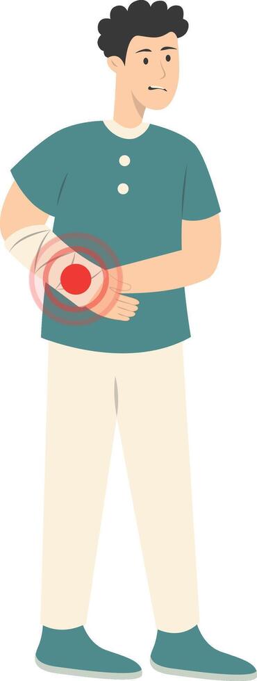 Guy Pain on Body Illustration, Character with Flat Design vector