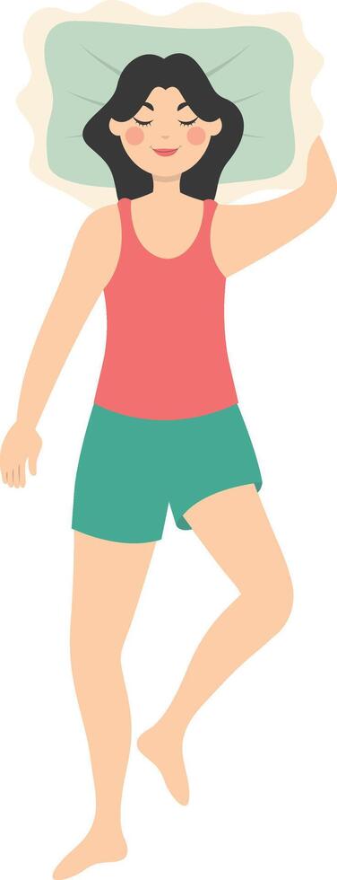 Woman Sleeping Position Illustration in Cartoon Design. vector