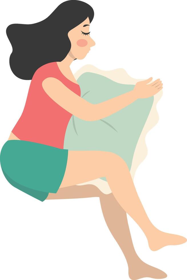 Woman Sleeping Position Illustration in Flat Design. vector