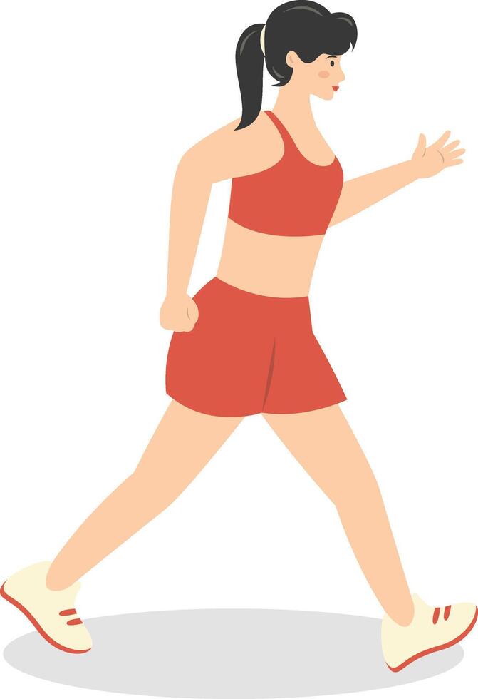 Young Woman Jogging Illustration Isolated on White Background vector
