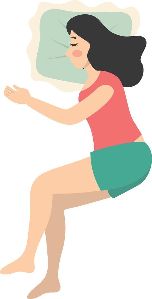 Woman Sleeping Position Illustration in Cartoon Shape vector
