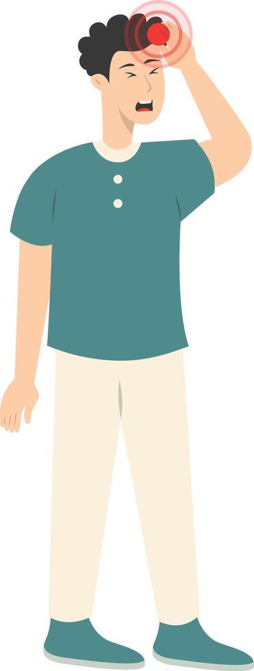 Guy Pain on Body Illustration. Character with Cartoon Design. vector