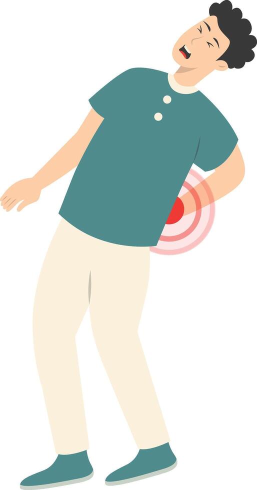 Guy Pain on Body Illustration, Isolated on White Background. vector