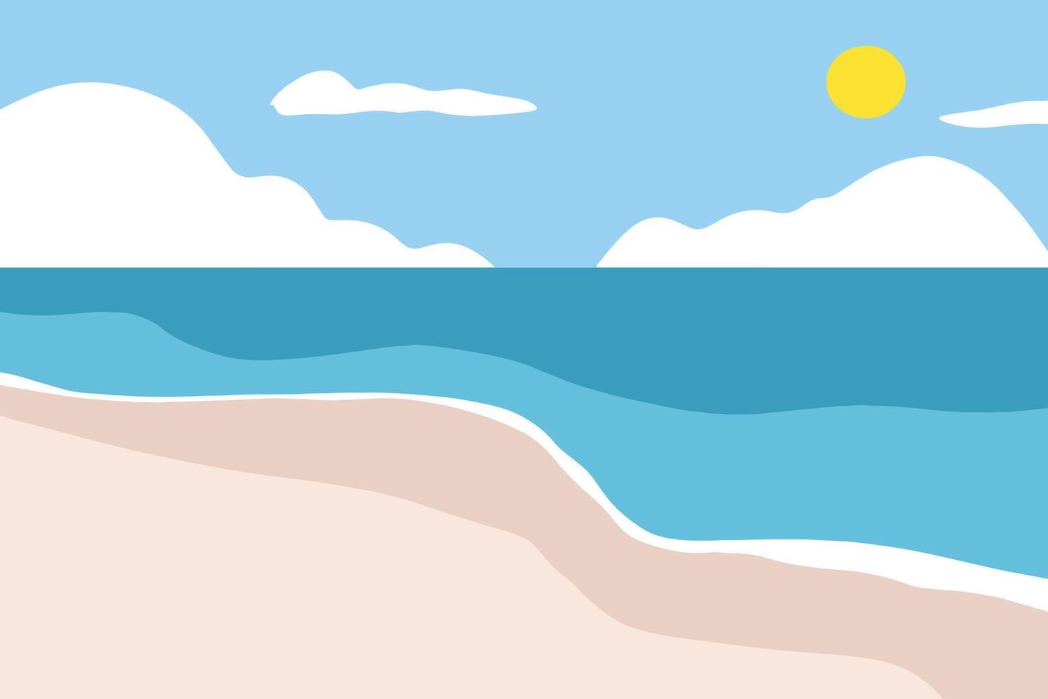 Tropical summer beach view flat design vector