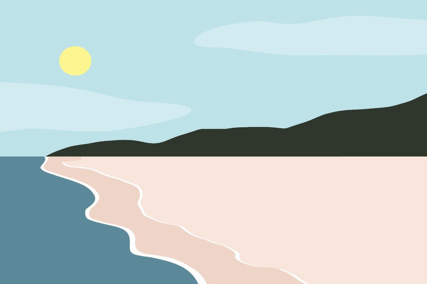 Summer beach with island flat design vector