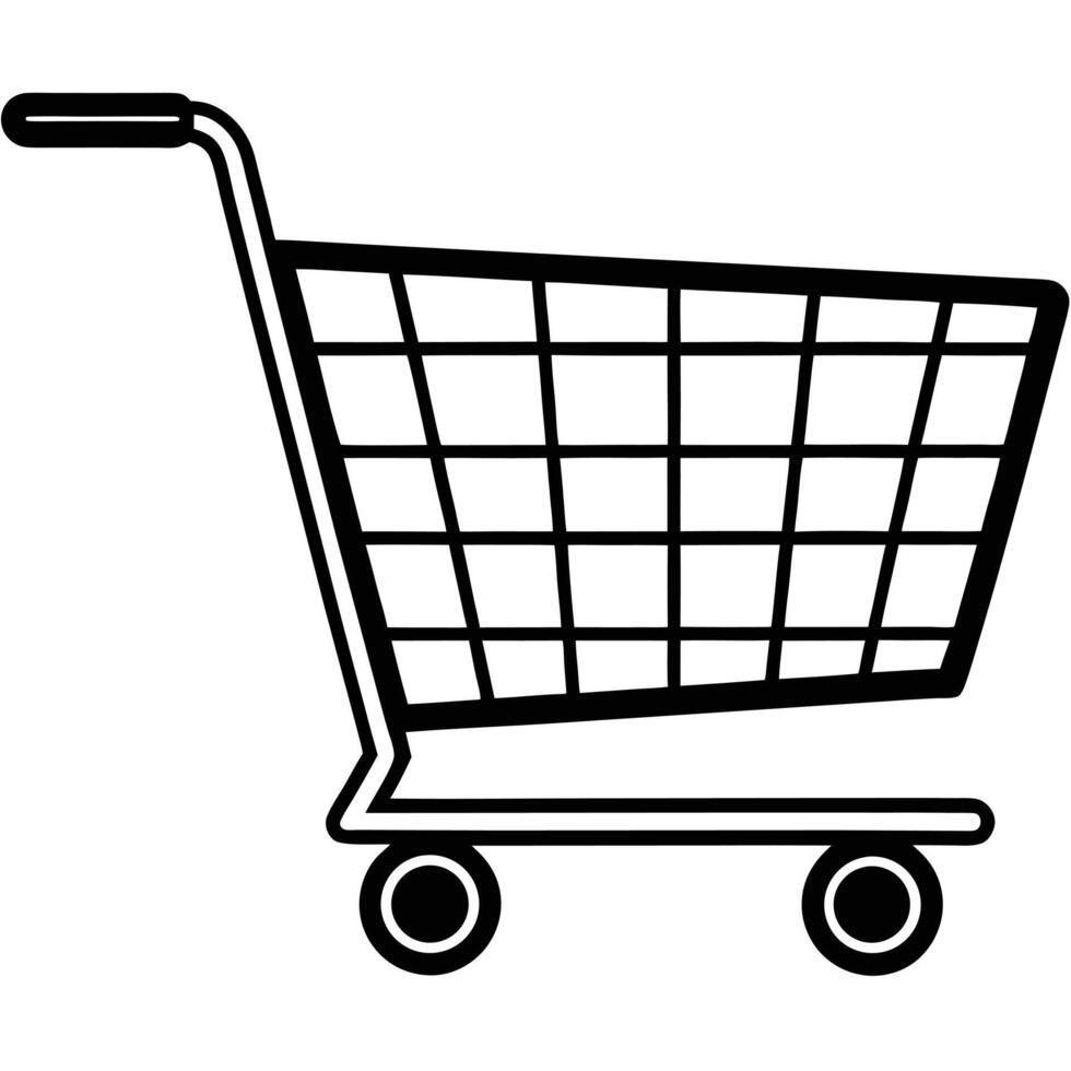 Simple Black and White Shopping Cart Icon Illustration vector