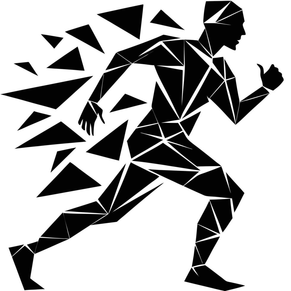 Abstract Geometric Runner Silhouette in Motion vector