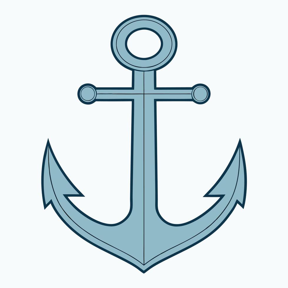 A Simple Line Drawing of a Nautical Anchor vector
