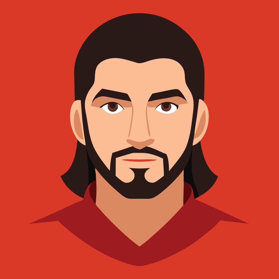 Illustration of a Man with Dark Hair and a Goatee vector