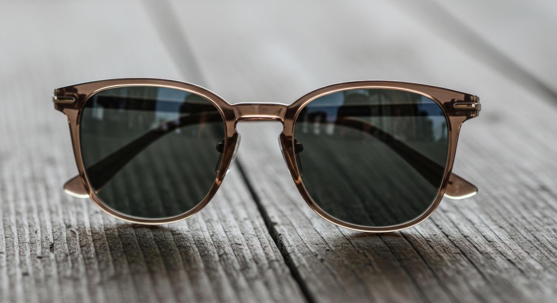 Elegant sunglasses with retro design on a weathered wooden surface background photo