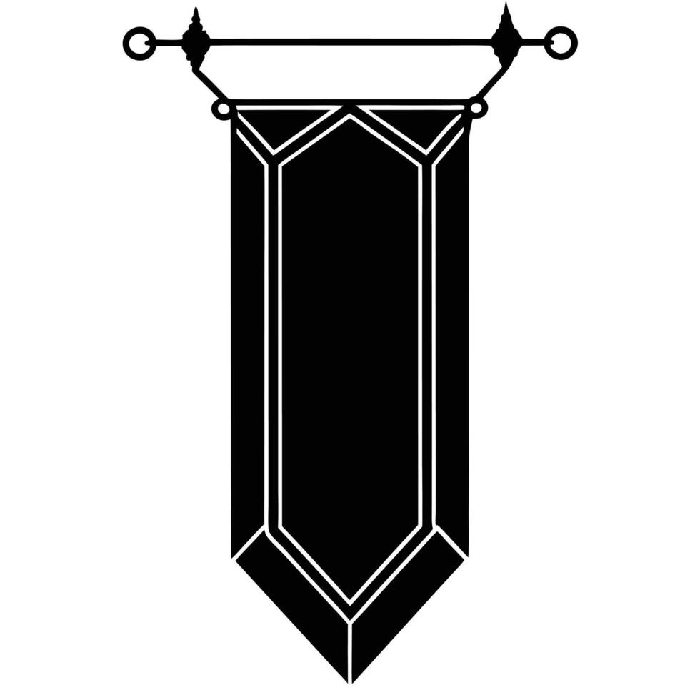 Black and White Ornate Hanging Banner Design Element vector