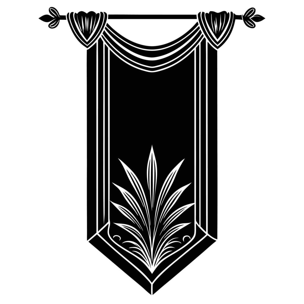 Elegant Black and White Ornate Hanging Banner Design vector