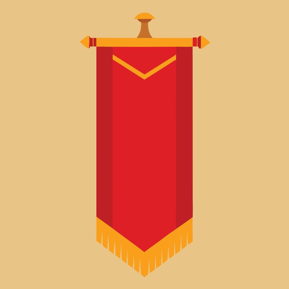 Red and Gold Medieval Style Hanging Banner Illustration vector