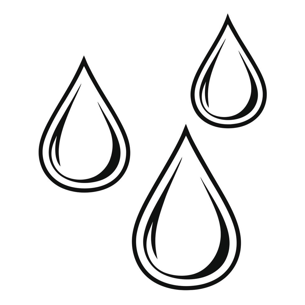 Three Stylized Black Water Drops Illustration vector