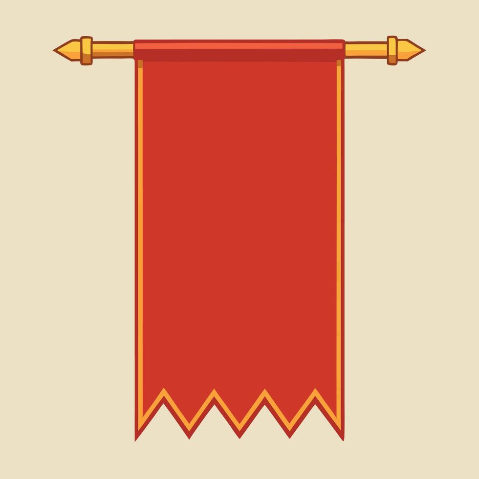 Red Medieval Style Banner Hanging on Gold Poles vector