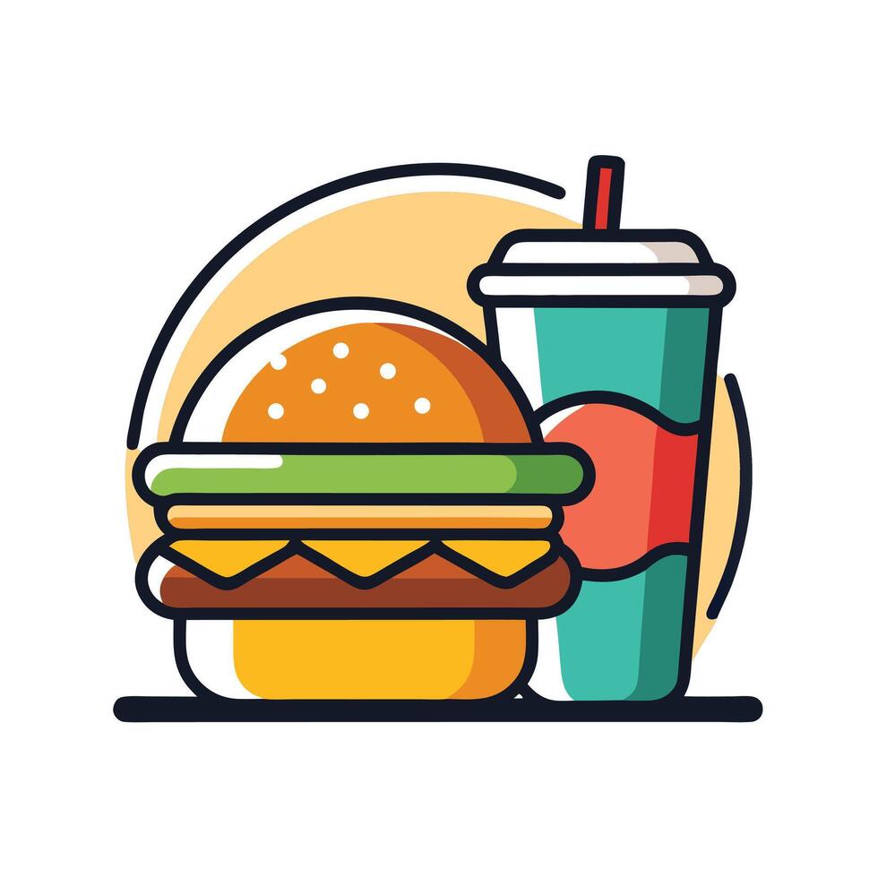 Delicious Cheeseburger and Soda Combo Illustration vector