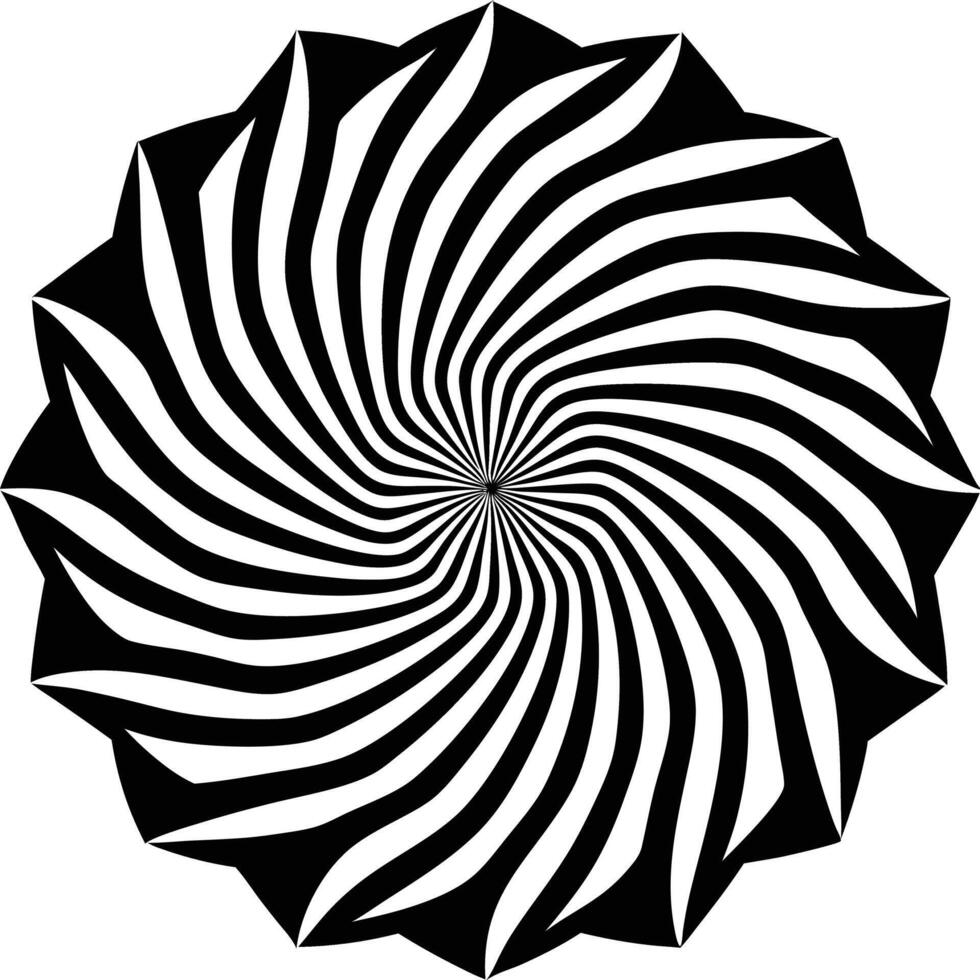 Abstract Black and White Swirling Starburst Design vector