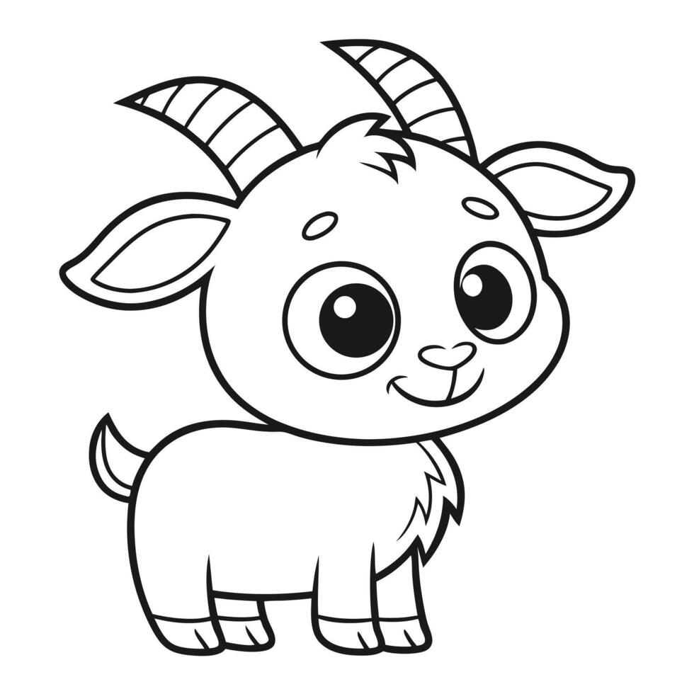 Adorable Cartoon Goat Coloring Page Illustration vector