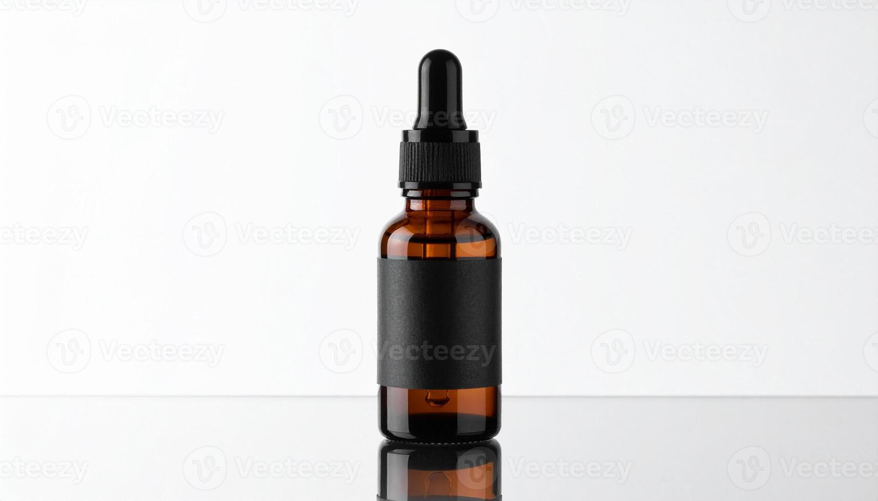 Amber dropper bottle mockup with removable label with black cap. Spray bottle mockup photo