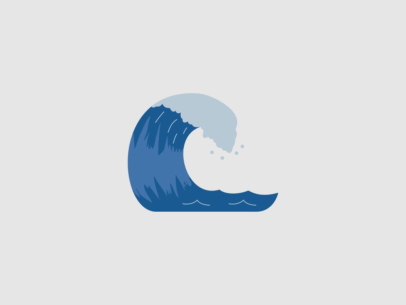 stylized ocean wave curling over vector