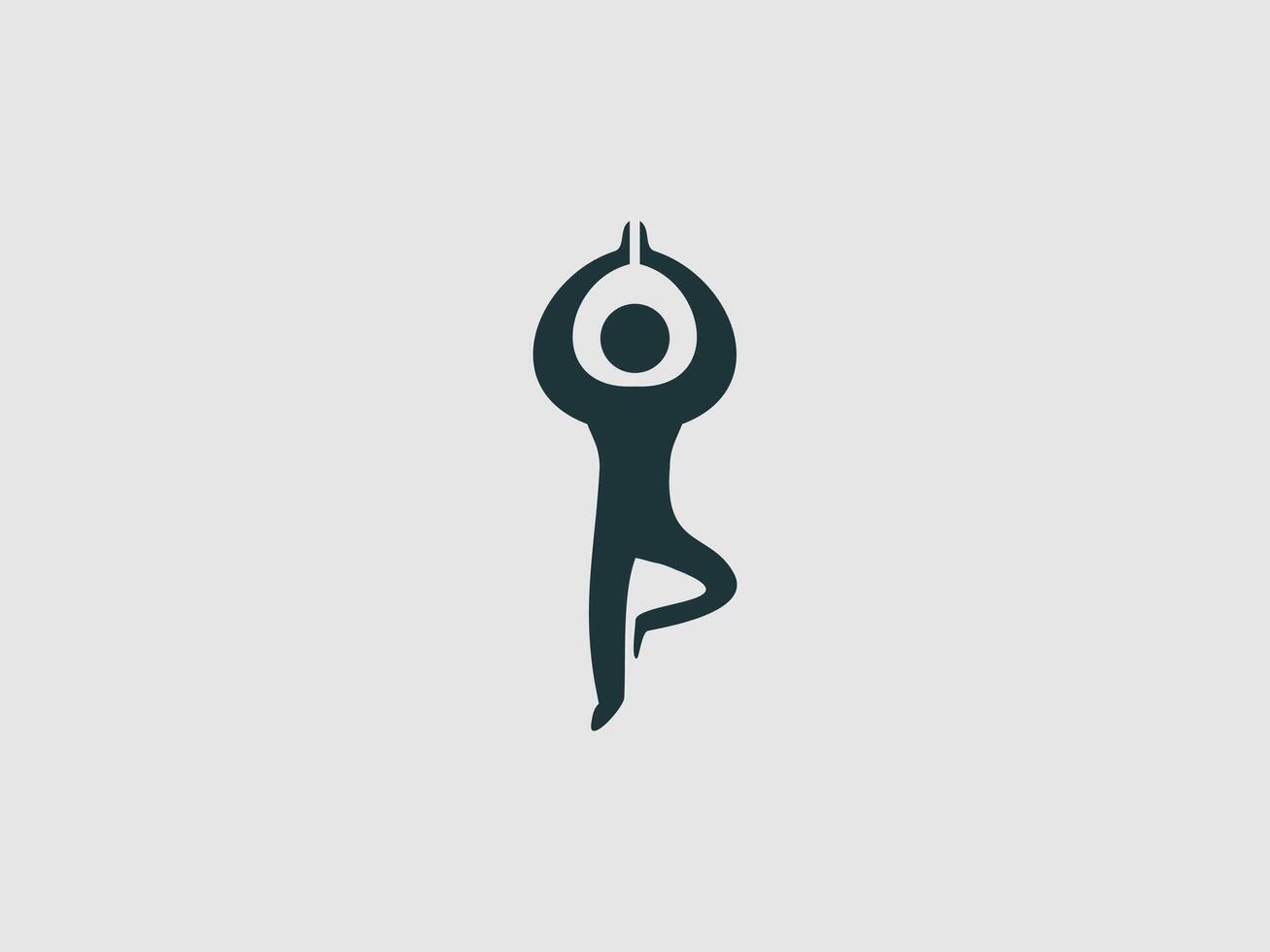 a dark teal silhouette of a person in the Tree Pose vector