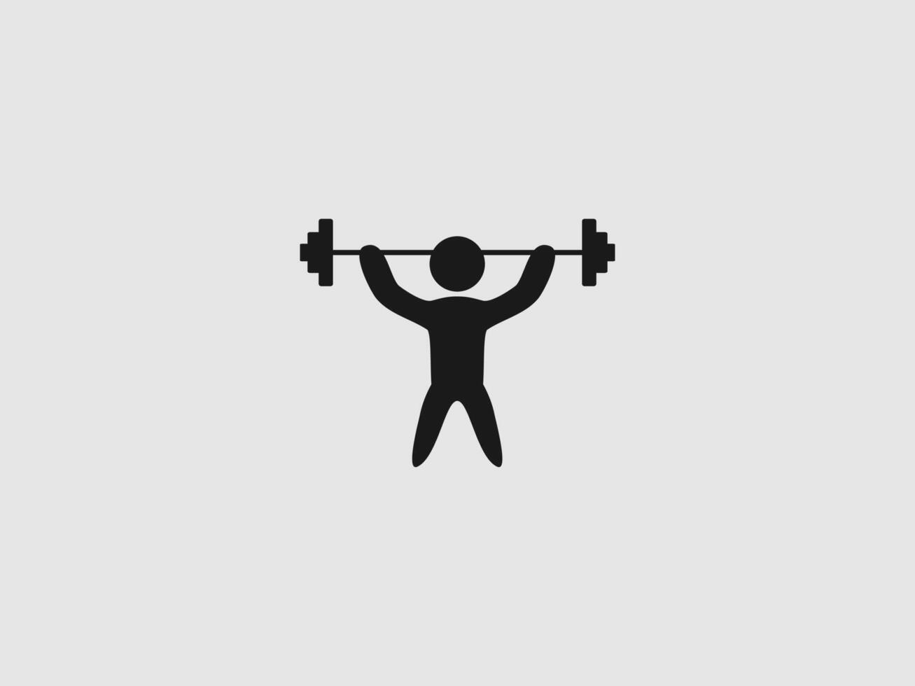 A black silhouette of a person lifting a barbell overhead with both arms extended vector