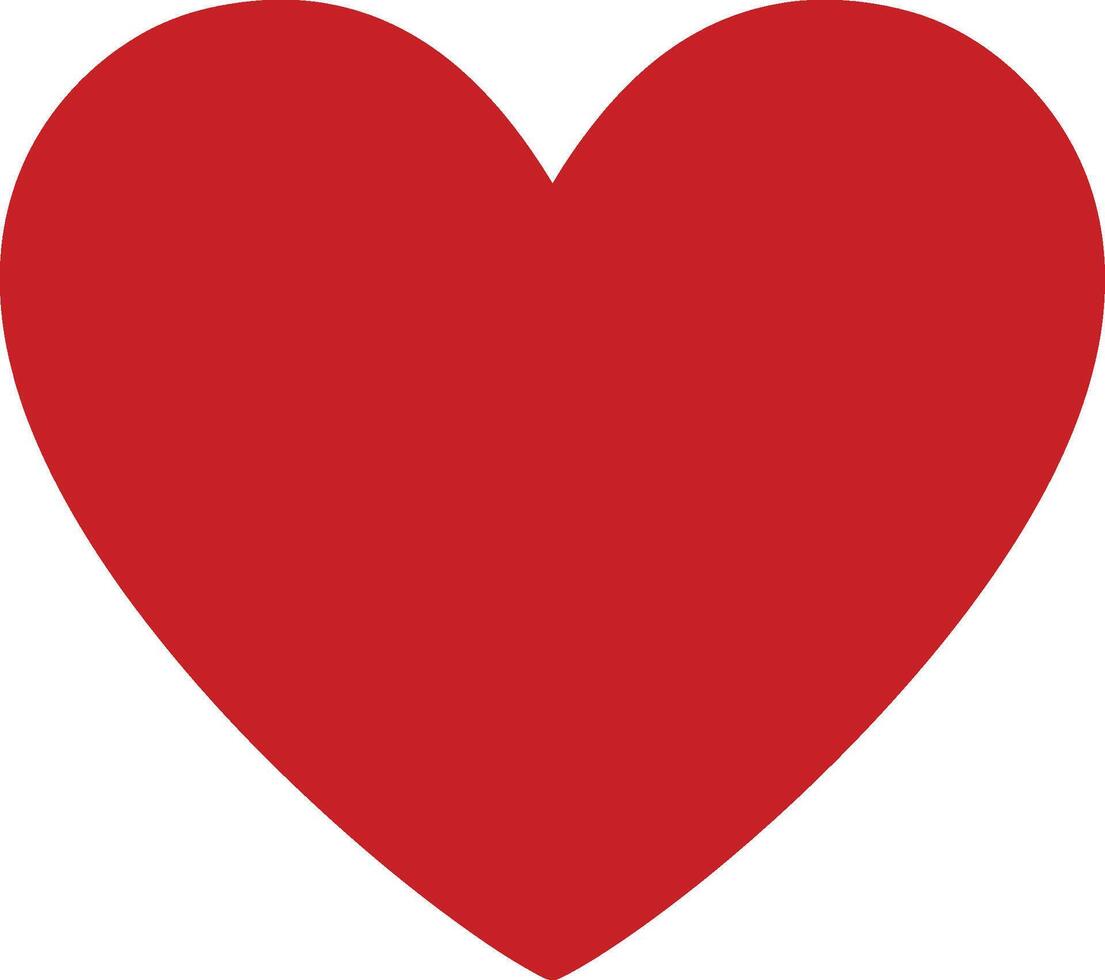 Solid Red Heart Shape,Red Heart,Classic Red Heart Illustration Isolate,Bold Red Heart Symbol Single Red Heart Graphic on White Background vector