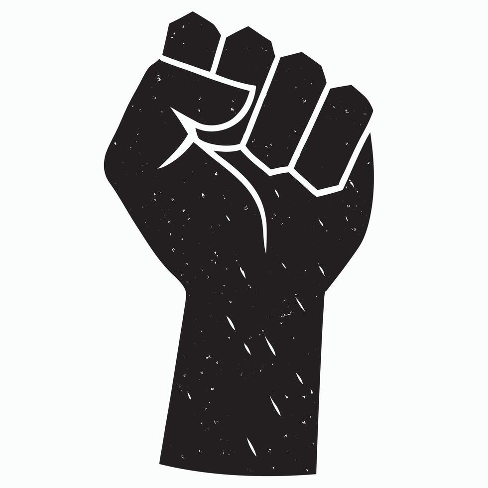 fist held high in protest silhouette vector