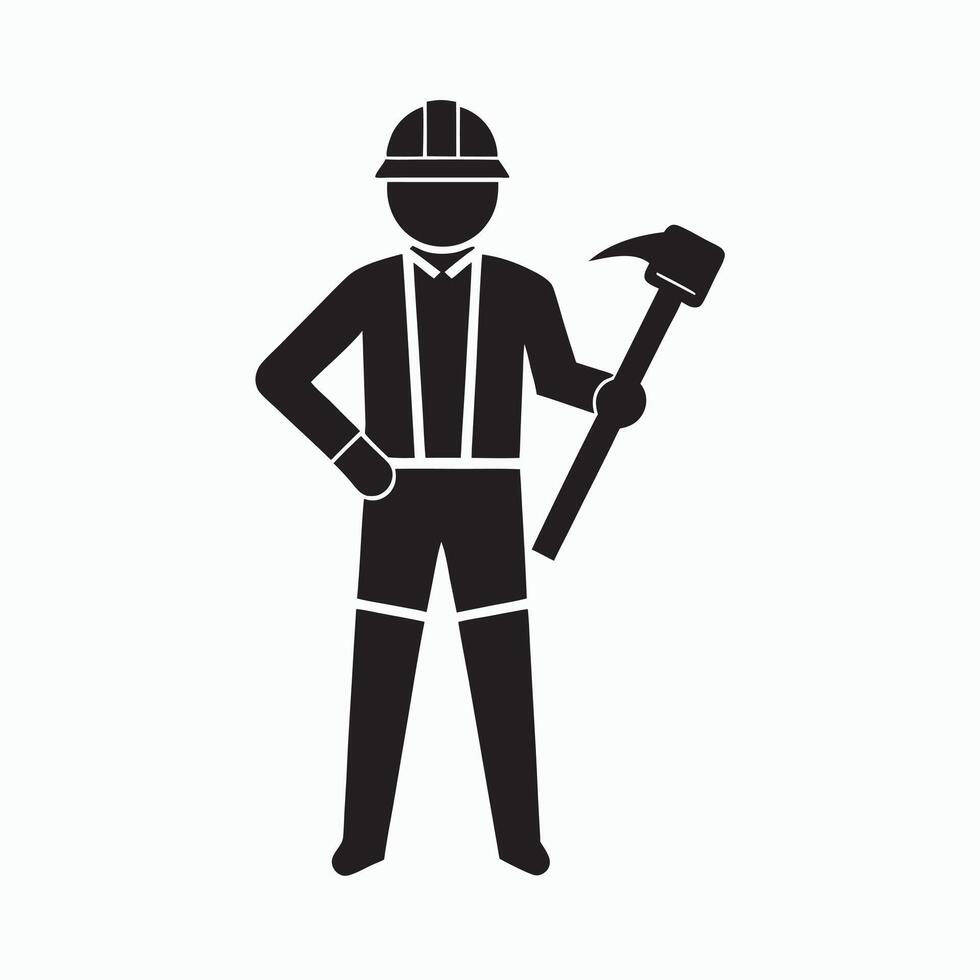 construction worker silhouette vector