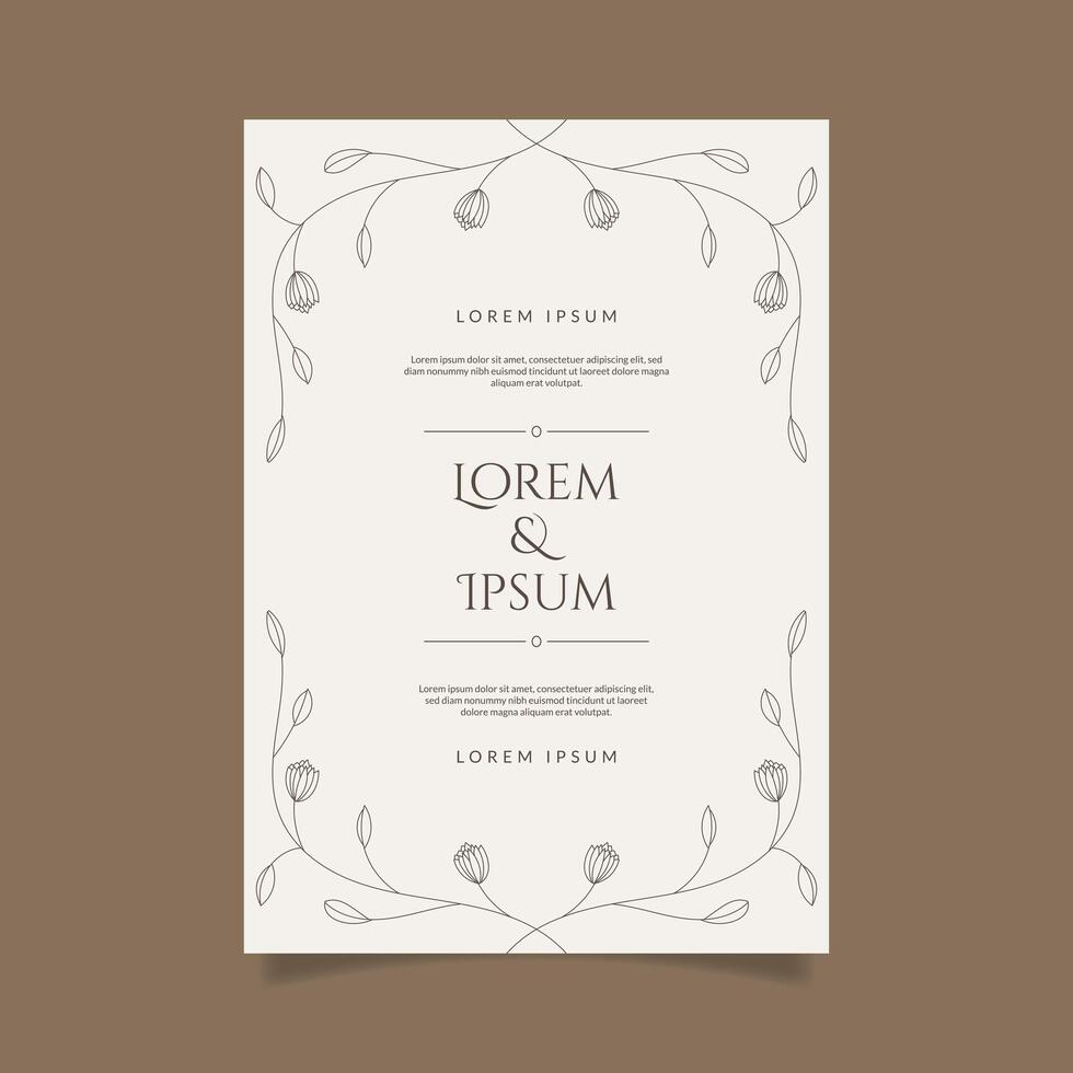 wedding invitation template with floral pattern vector