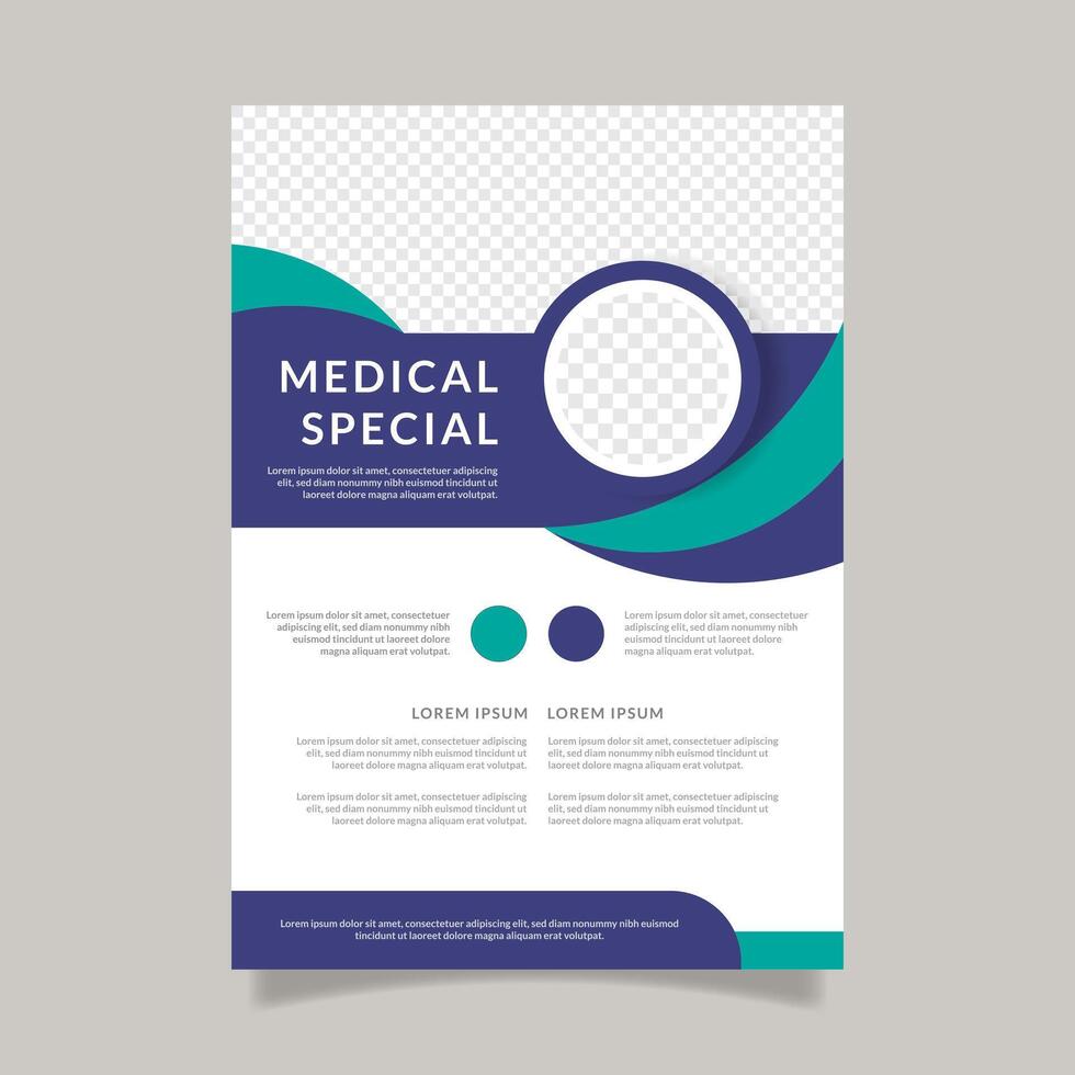 medical flyer template with blue and green colors vector