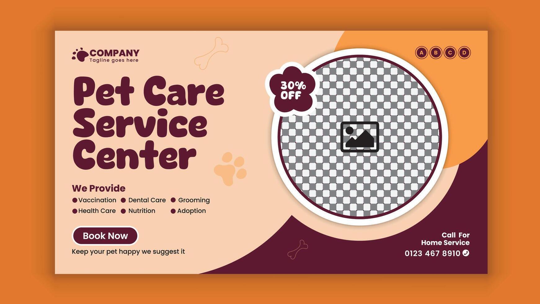 Pet care and grooming horizontal Social media post banner design template or pet business marketing web banner design vector