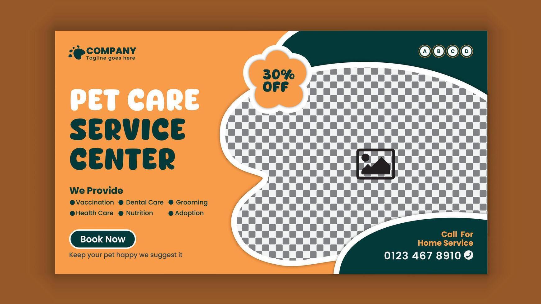 Pet care and grooming services horizontal Social media post banner design template or pet business marketing web banner design vector
