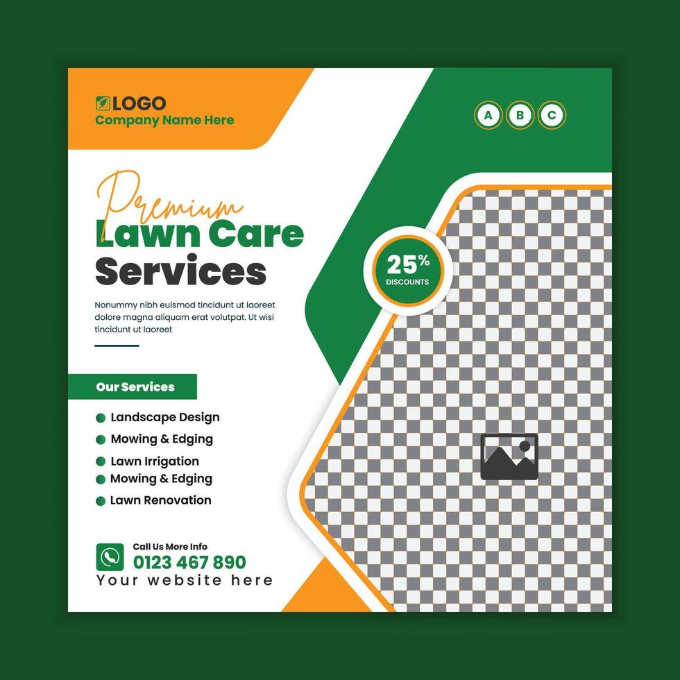 Lawn and Backyard Services Social Media Banner and Flyer Design Template vector