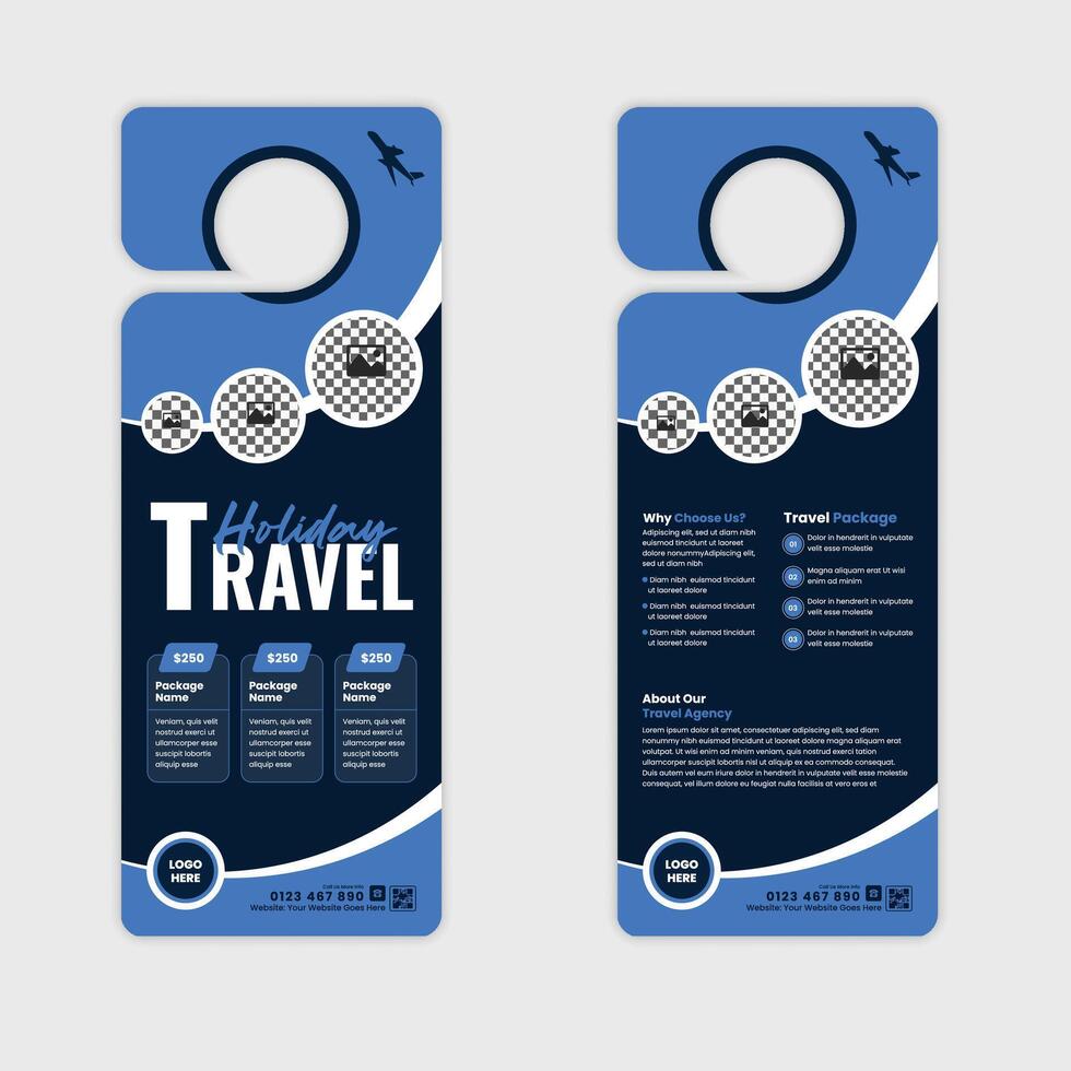Creative Travel and Tourism Agency Door Hanger Design Template vector