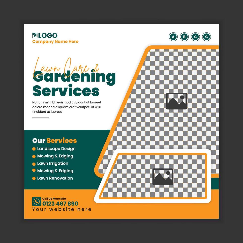 Yard Restoration and Lawn Services Square Flyer and Online Ad Design vector