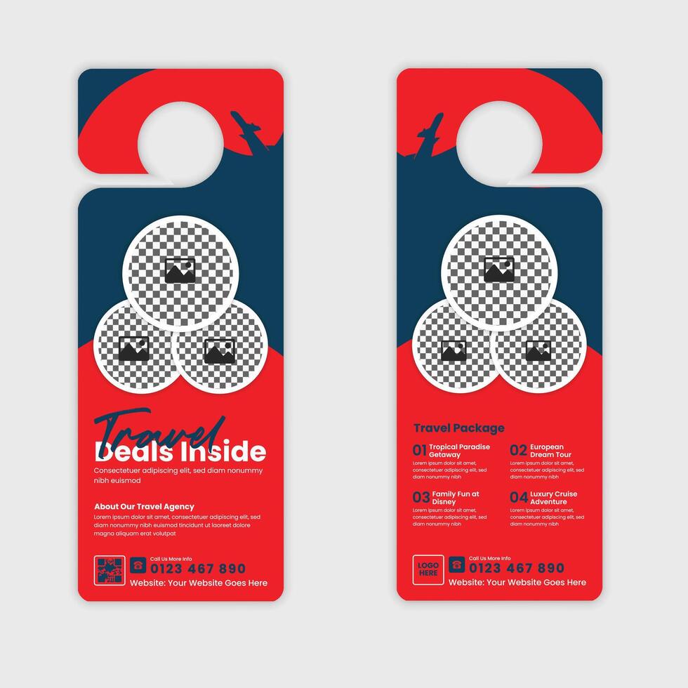 Creative Travel and Tourism company Door Hanger Design Template for Holiday Packages, Vacation Deals, Tour Packages vector