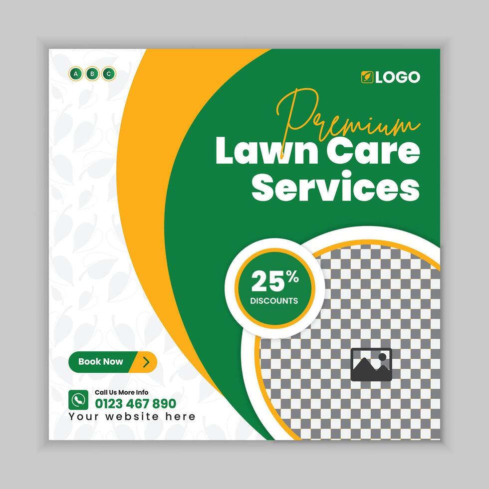Complete Lawn and Garden Care Promotional Banner and Post Template Design vector