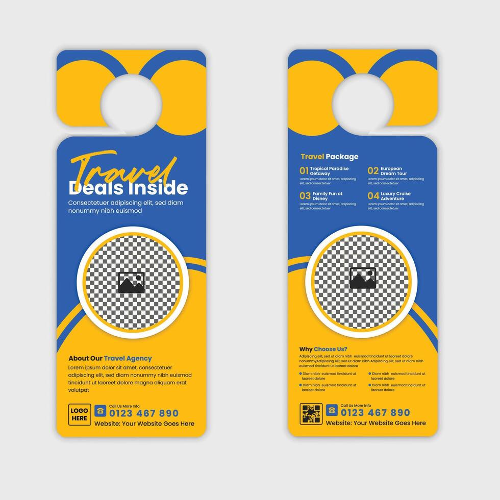 Creative Travel and Tourism Agency Door Hanger Design vector