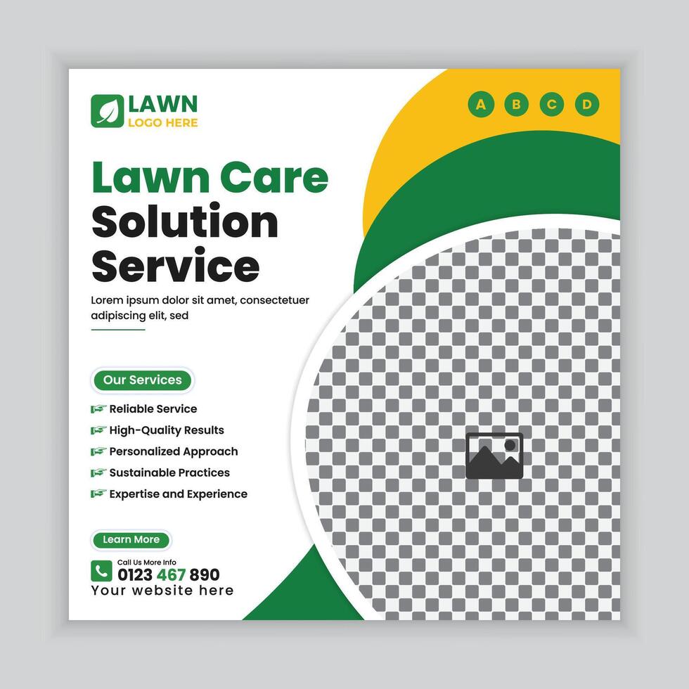 Lawn mower or gardening service social media post design and web banner template, Agriculture farming online post square banner design template vector