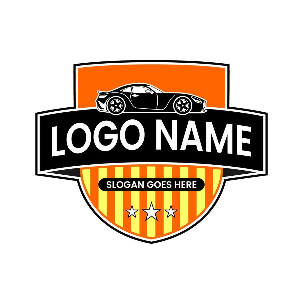 Sports car logo with sports pattern emblem vector