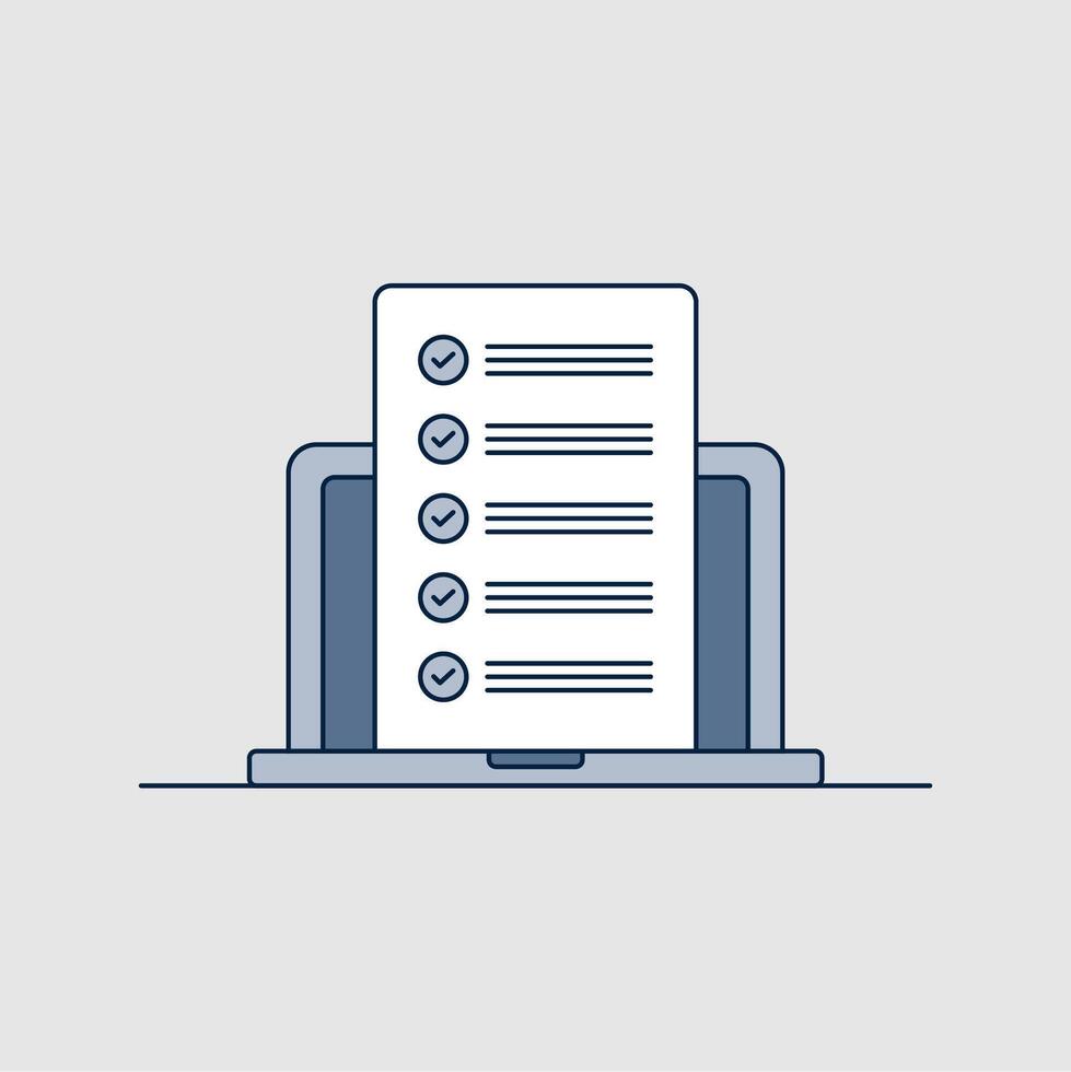 Illustration of a laptop showing a lesson summary vector