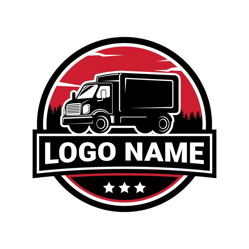 Delivery box car logo with emblem and name can be edited vector