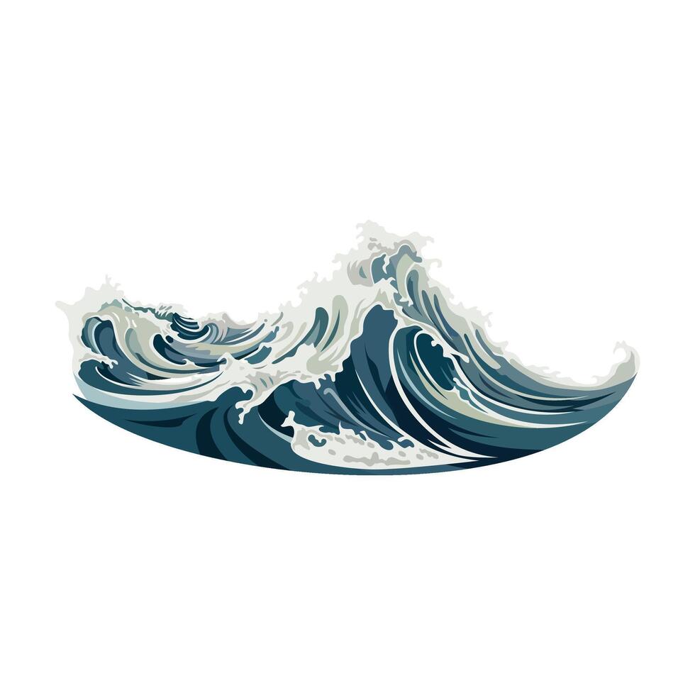 Abstract ocean wave design with fluid movement fishing logo illustration vector