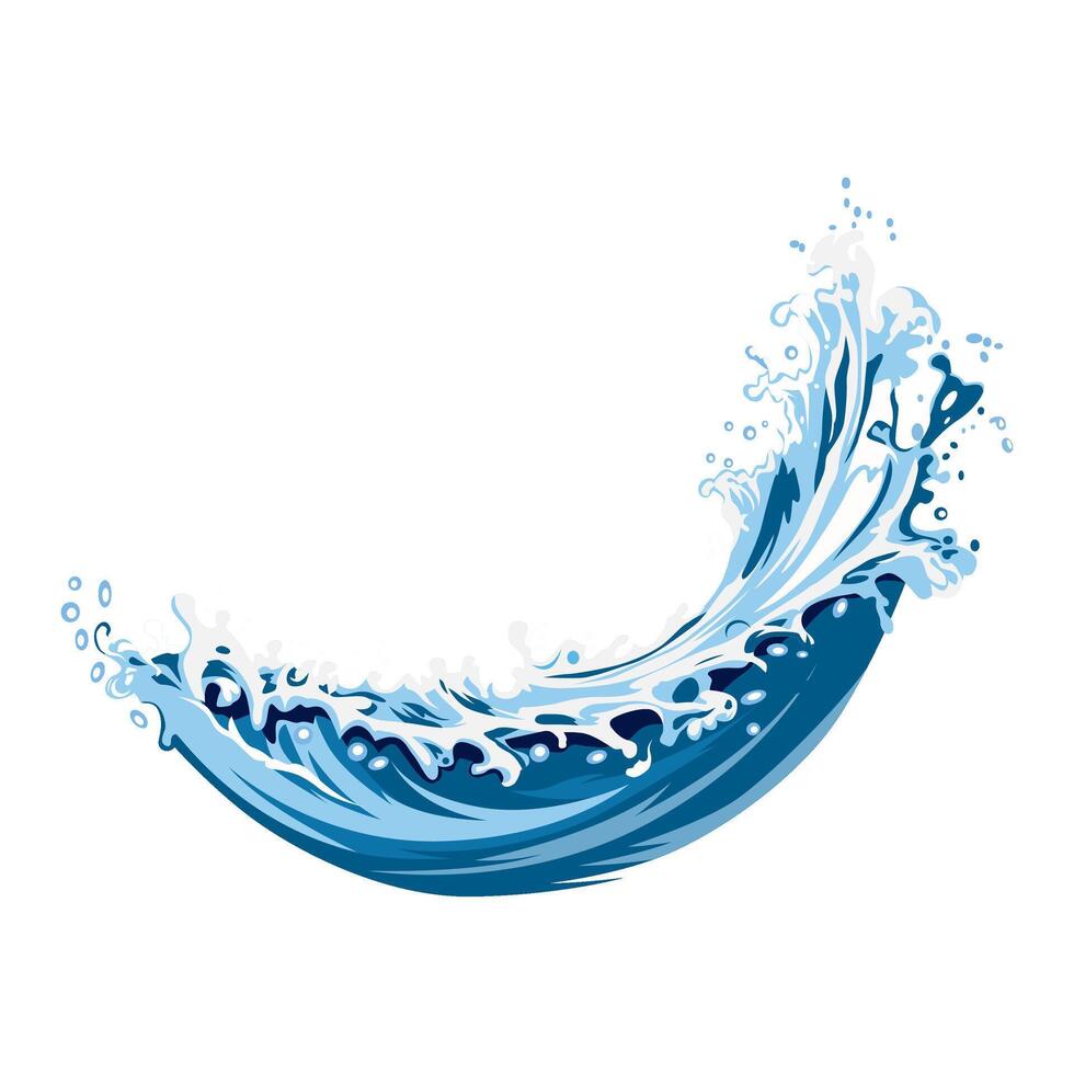Detailed water splash wave with blue gradients fishing logo illustration vector