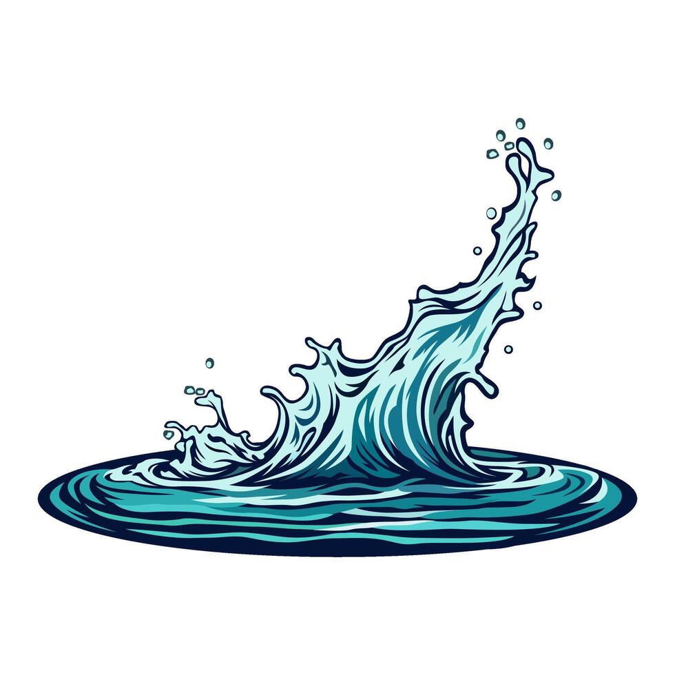 cool water splash fishing illustration logo image t shirt vector