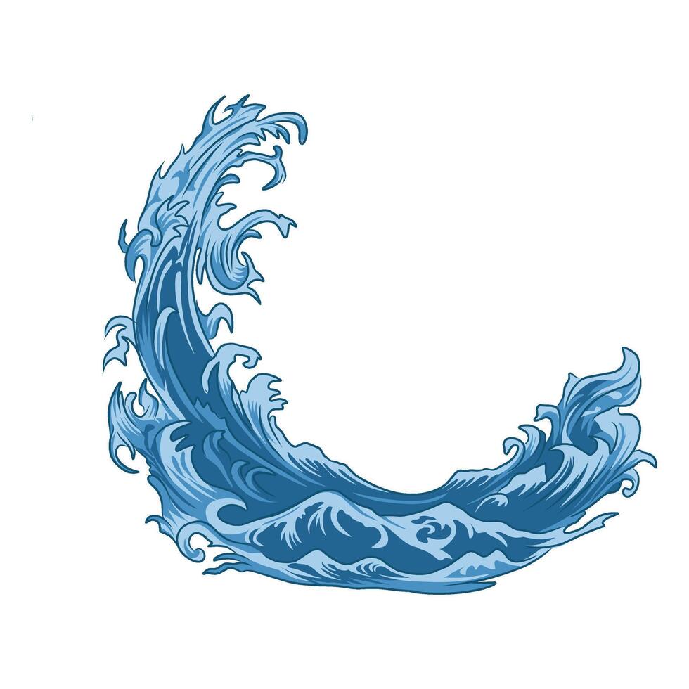 water splash wave circular upwards fishing illustration logo image t shirt vector
