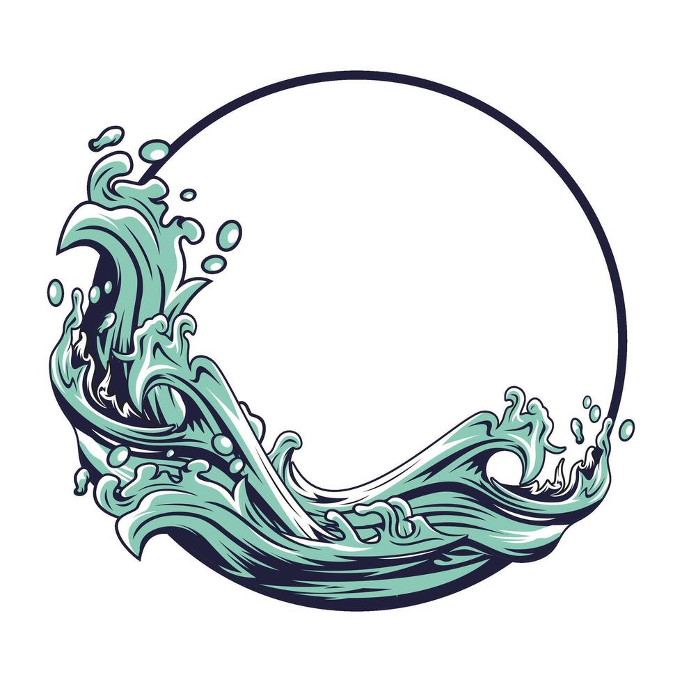 High-energy water splash design with wave curves fishing logo illustration vector